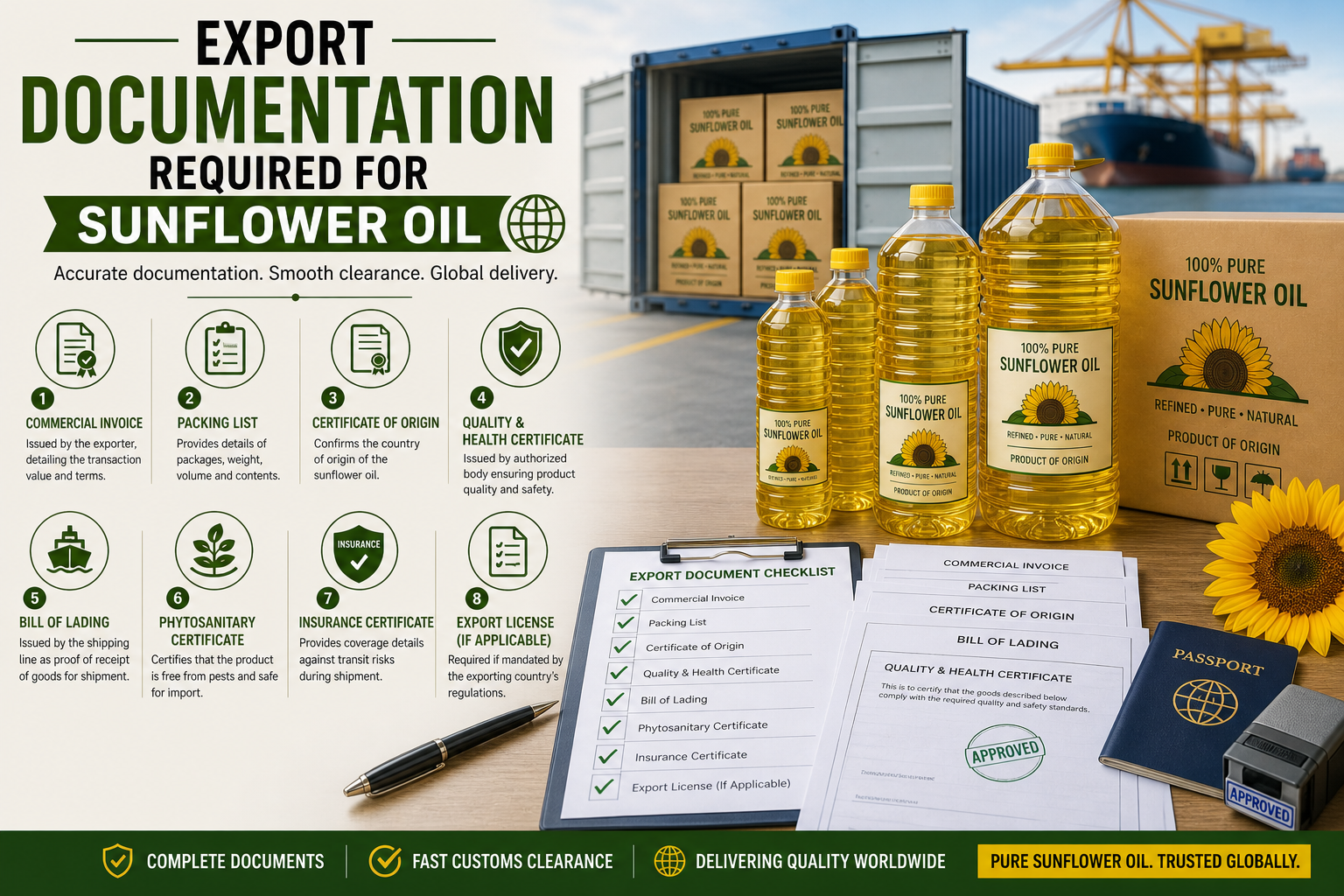Export Documentation Required for Sunflower Oil