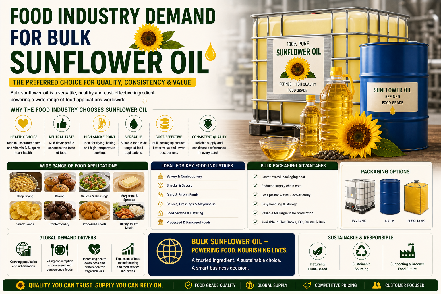 Food Industry Demand for Bulk Sunflower Oil