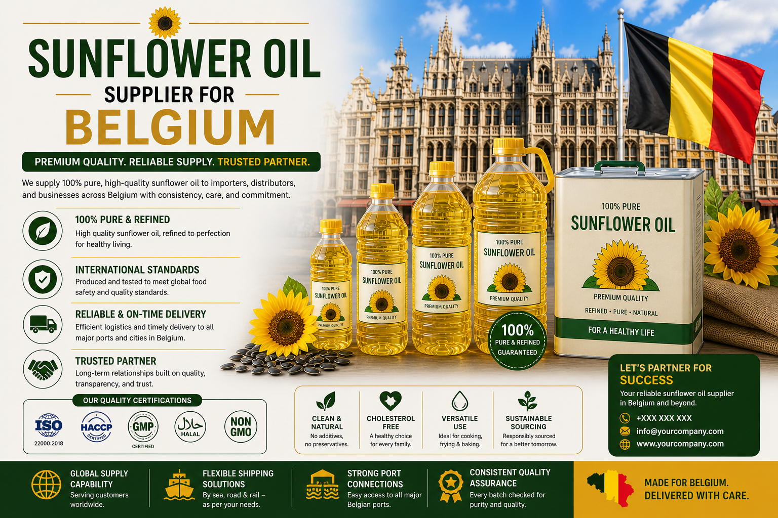 Sunflower Oil Supplier for Belgium