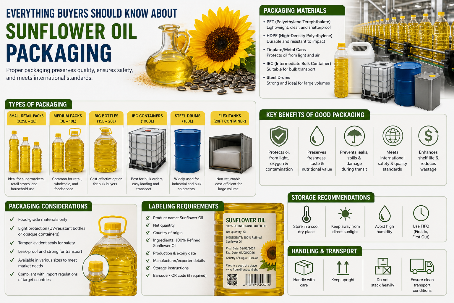 Everything Buyers Should Know About Sunflower Oil Packaging