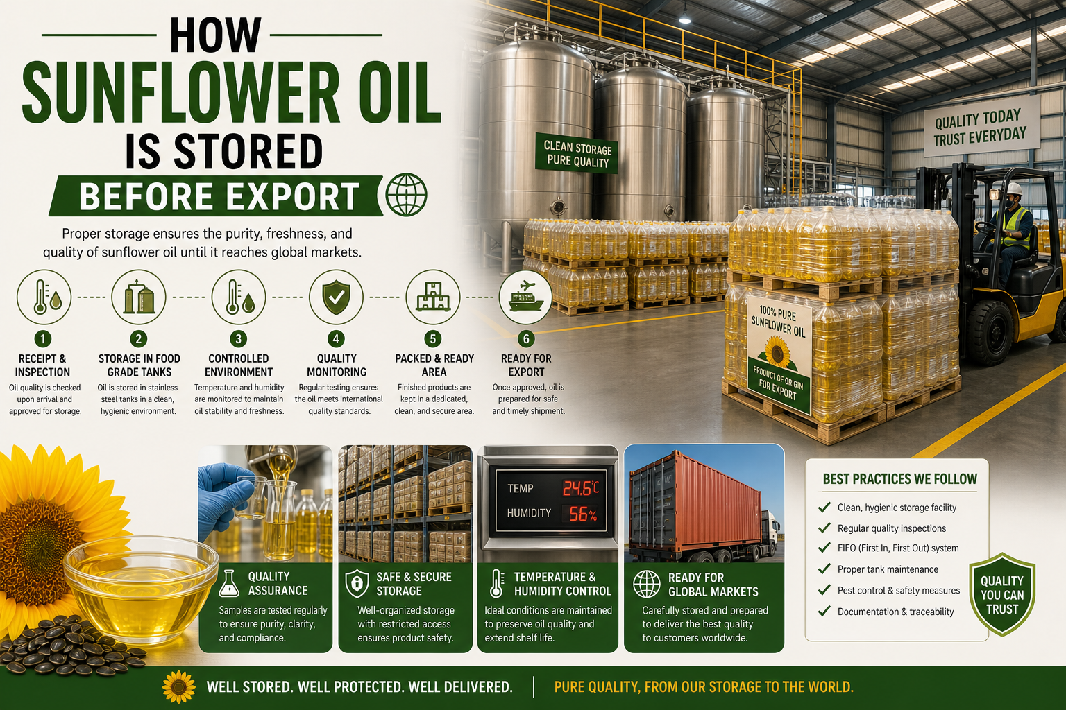 How Sunflower Oil Is Stored Before Export