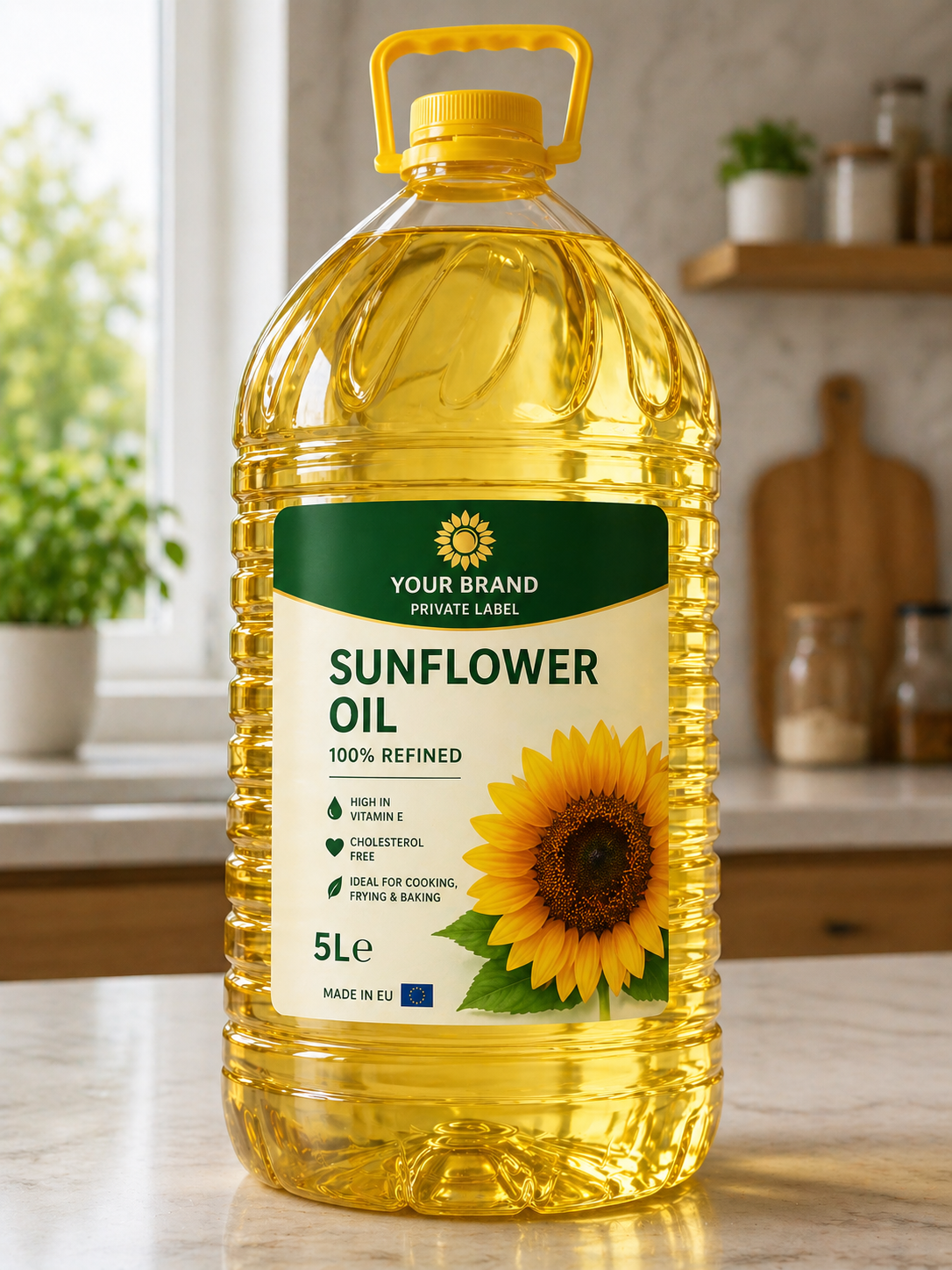 Five litre bottled sunflower oil for wholesale and foodservice buyers