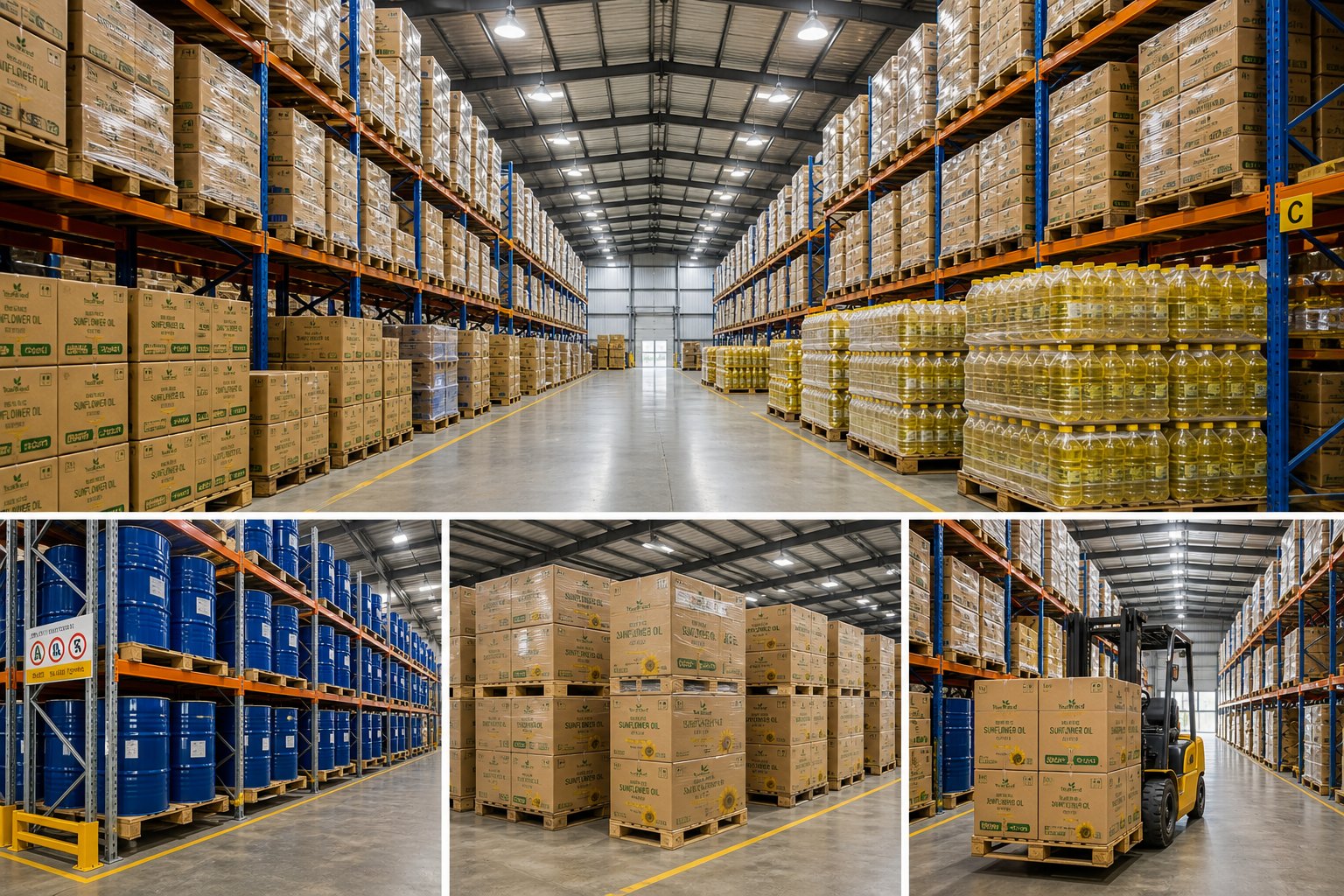 Palletized high oleic sunflower oil for commercial distribution