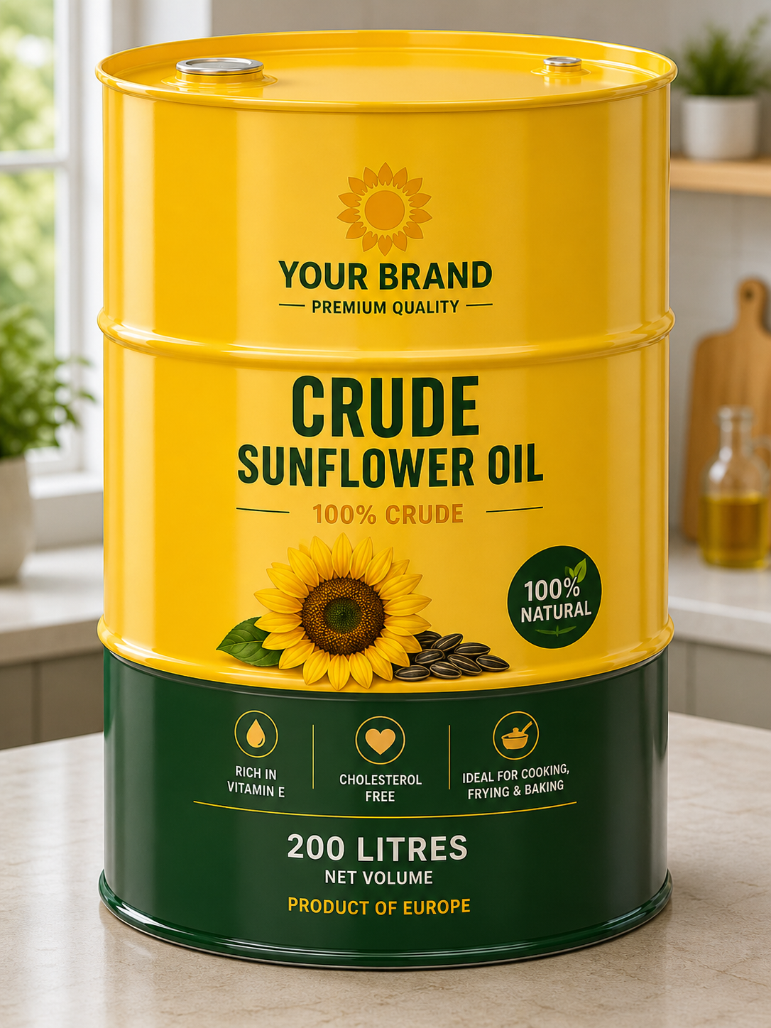 Industrial drums for Halal sunflower oil supply