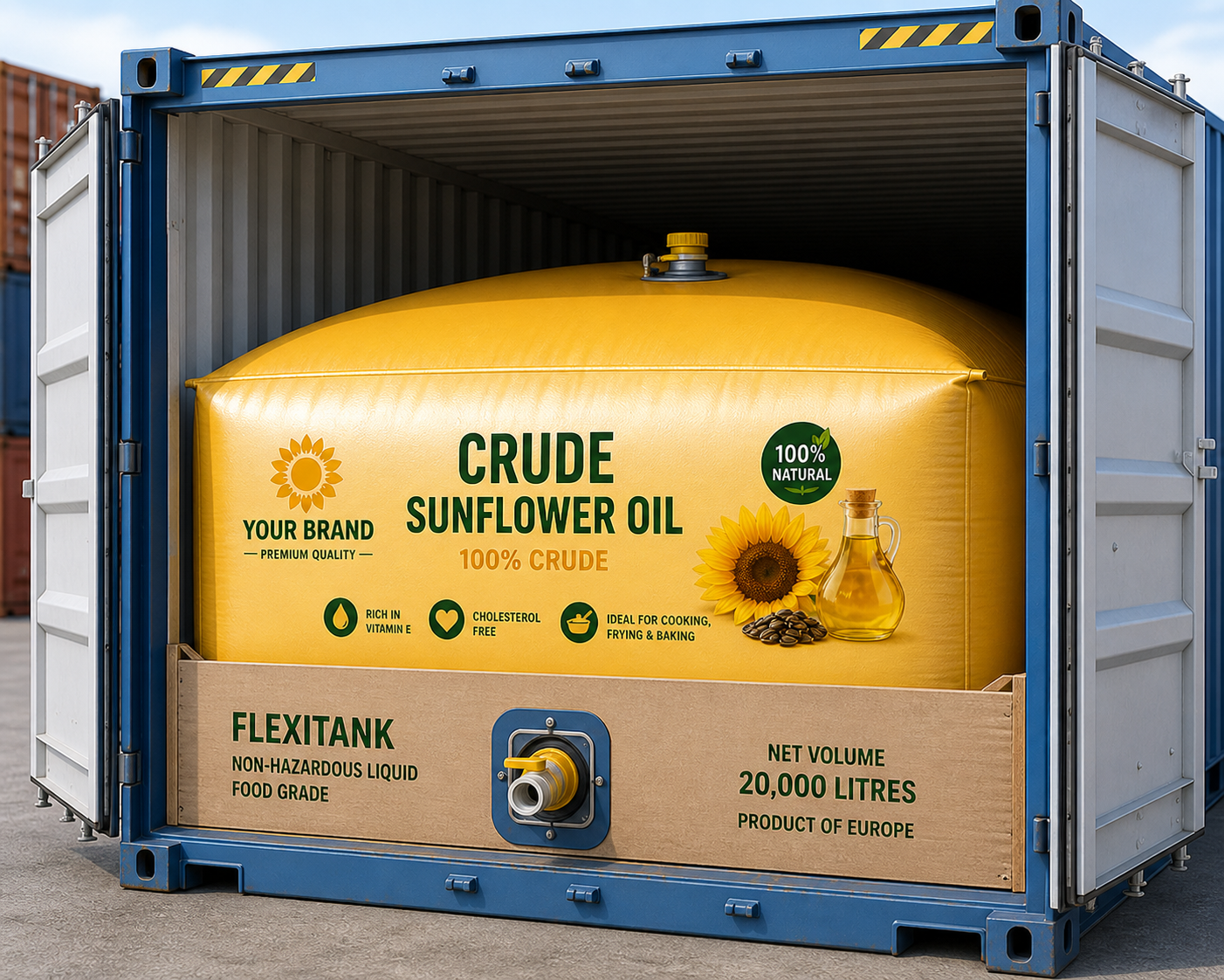 Flexitank loading for Halal sunflower oil export