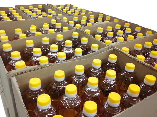 Bottled sunflower oil quality control and packaging inspection