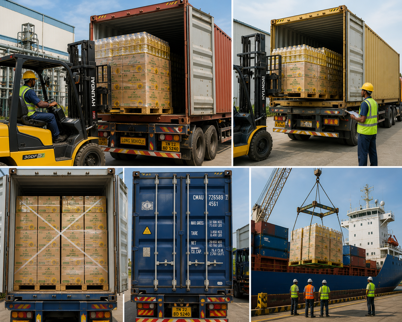 Flexitank and bulk export format for high oleic sunflower oil