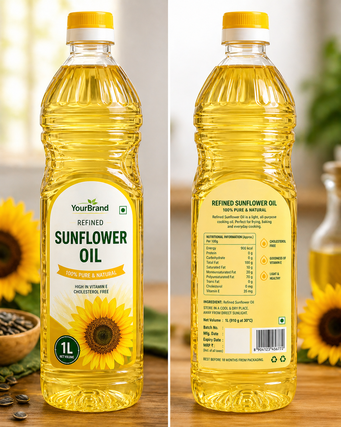 Bottled refined sunflower oil supplier for supermarkets and wholesale buyers