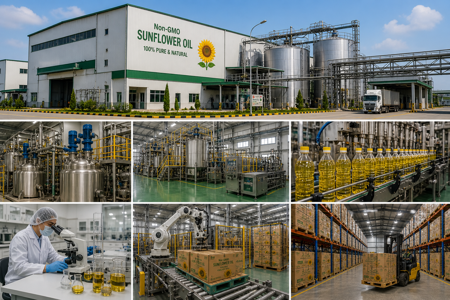 Halal crude sunflower oil storage and processing supply